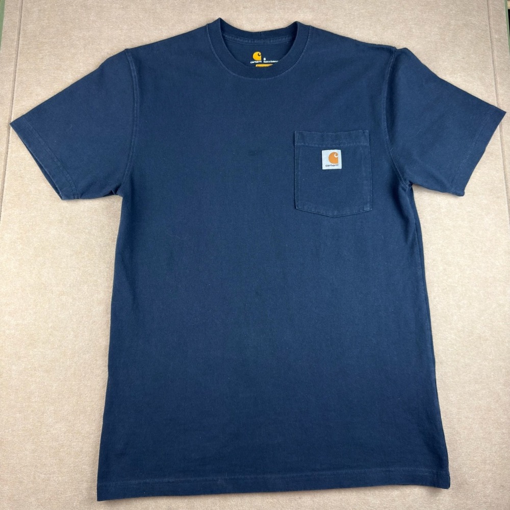 Carhartt T-Shirt Men S Navy Pocket Workwear Logo Tee K87 Original Fit